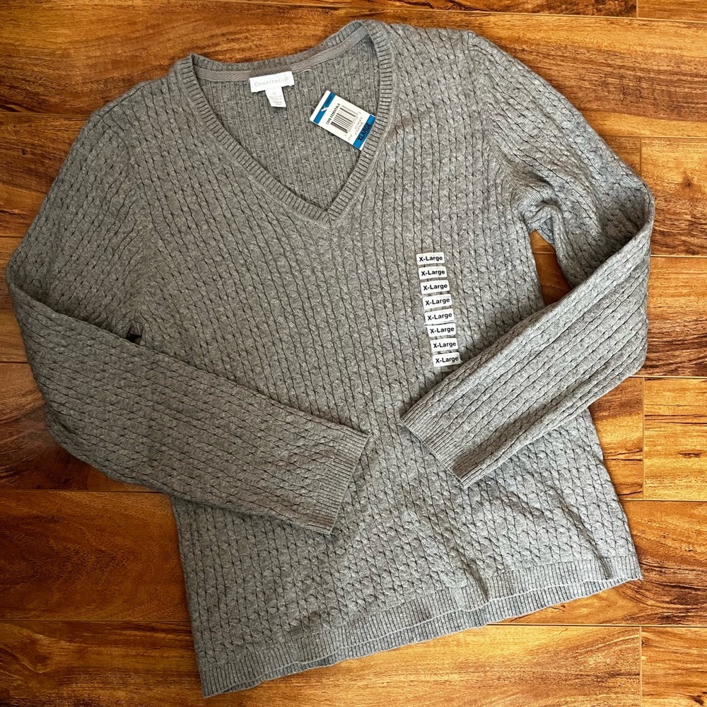 Women’s Charter Club Cable Knit V-Neck Sweater